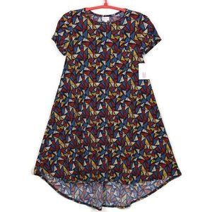 LuLaRoe Carly High Low Swing T-Shirt Dress Blue Red Yellow‎ M Medium